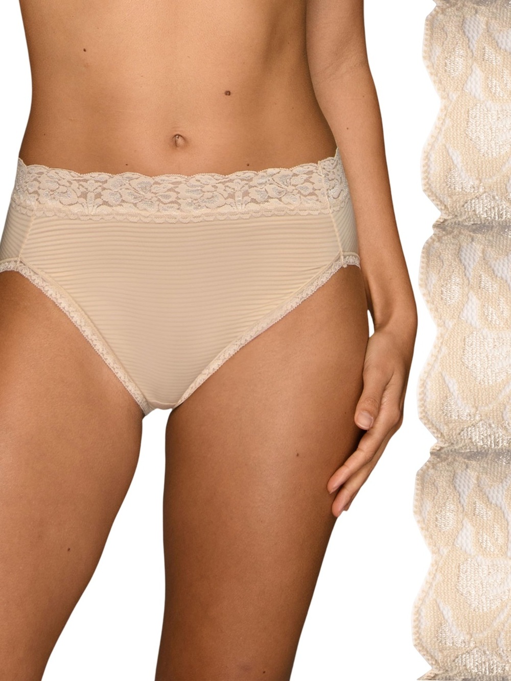 Vanity Fair Flattering Lace Briefs Panties Women’s Size 6/M Beige 3 Pack